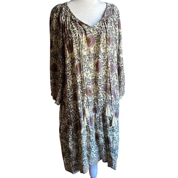 NATALIE MARTIN | Stevie Mini Swing Dress - Vintage Floral  Sand | Size Small - Picture 2 of 10